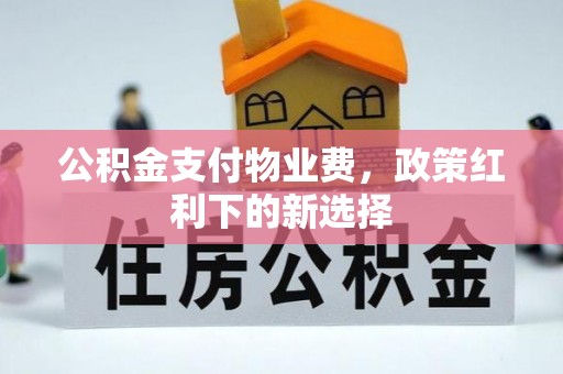 仁德公积金支付物业费，政策红利下的新选择